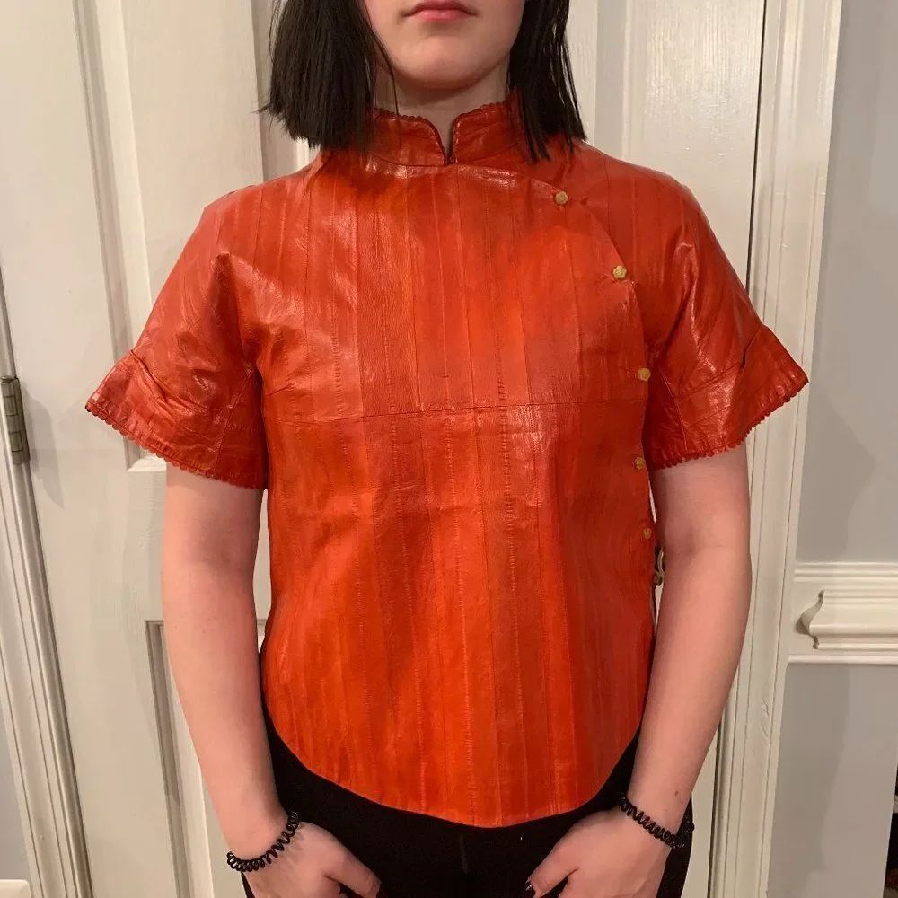 Shiatzy Chen High End Paper Leather Asian Top  6 42 NWT